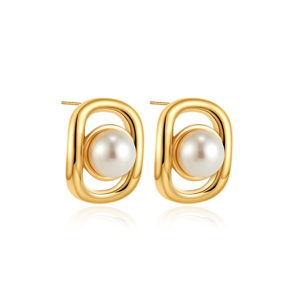 14K Gold Plated Statement Earrings*Pearl Everyday Earrings*Old Money Style*SL